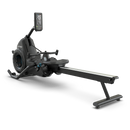 A black exercise machine with a screen.